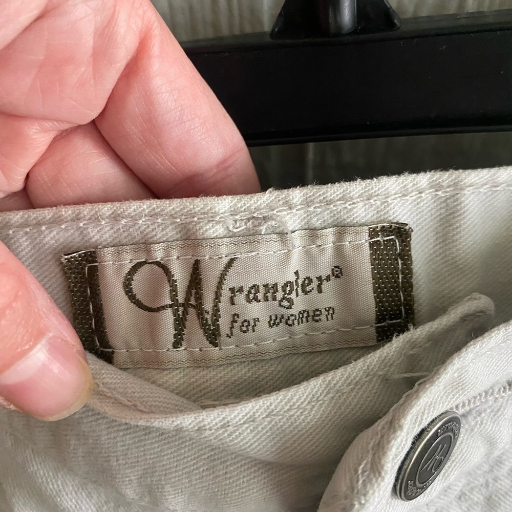 Vintage Wrangler Women Tan Cream Khaki Hi-Rise Mom Chino Shorts No Size Tag - Picture 11 of 12